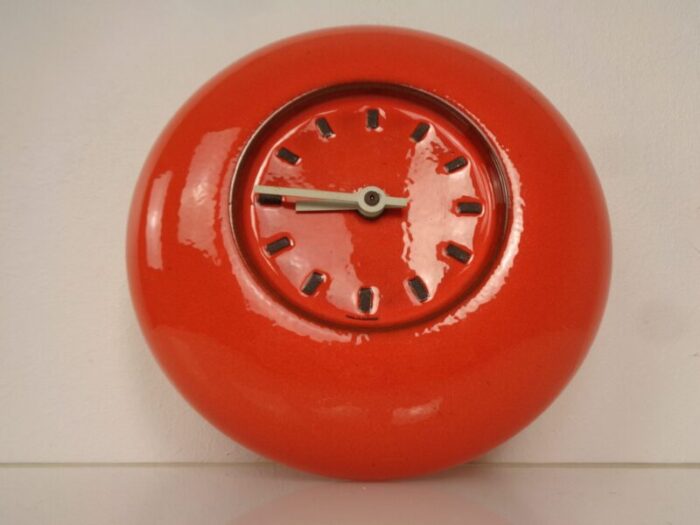 orange pop art ceramic wall clock 1970s 3344