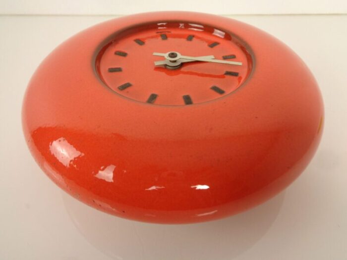 orange pop art ceramic wall clock 1970s 3837