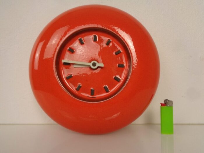 orange pop art ceramic wall clock 1970s 4845