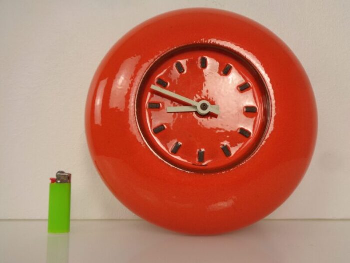 orange pop art ceramic wall clock 1970s 7563