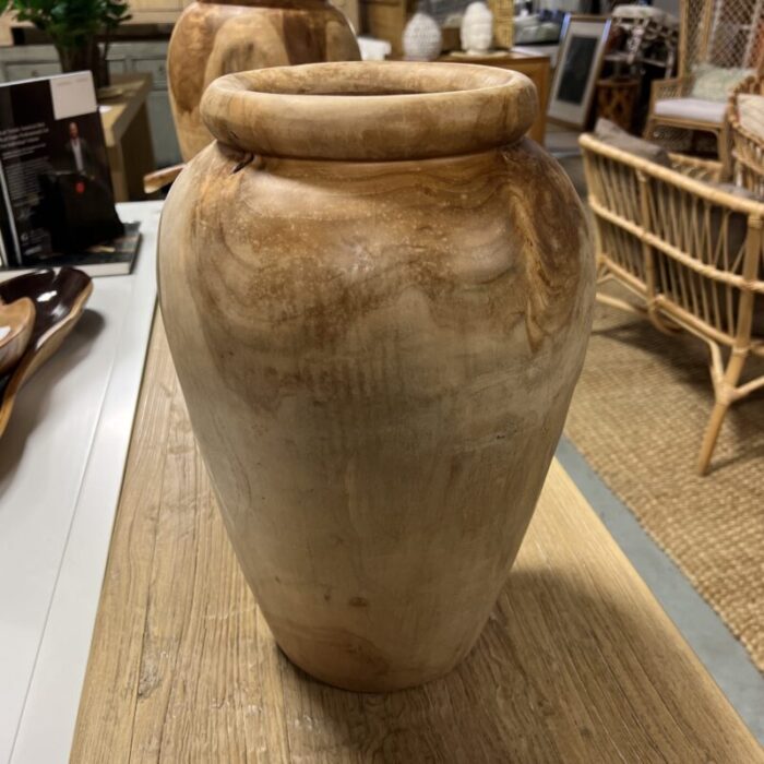 organic modern teak wood vase 0718