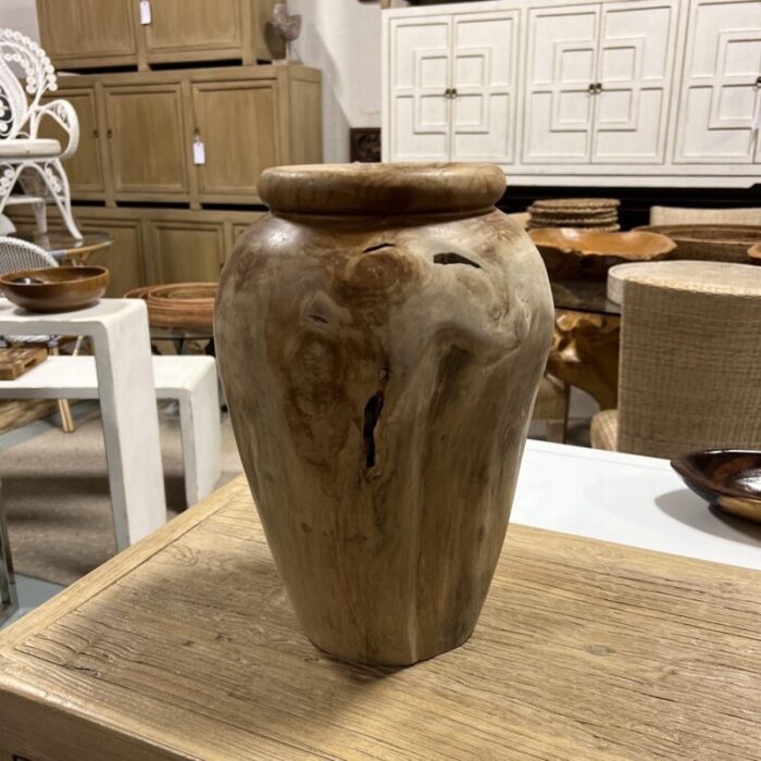 organic modern teak wood vase 5195