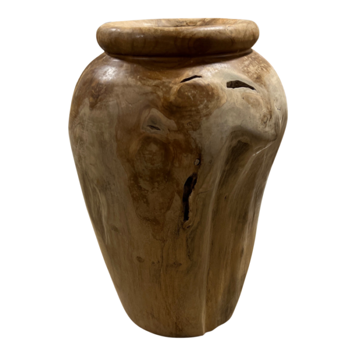 organic modern teak wood vase 7628