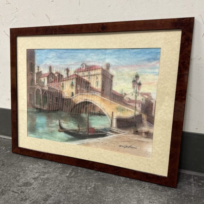 original watercolor signed by artist summer day venice unknown 6654