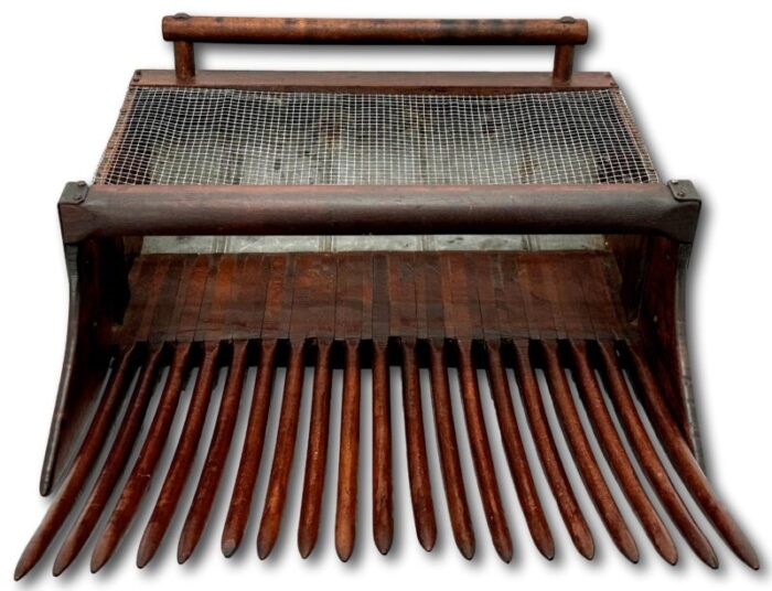 outstanding authentic early 1900s antique american maple wood cranberry scoop rake from cape cod massachusetts 3854