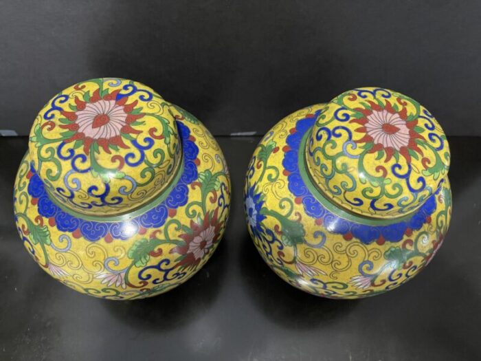 pair of 19th century antique chinese cloisonne jars 8895