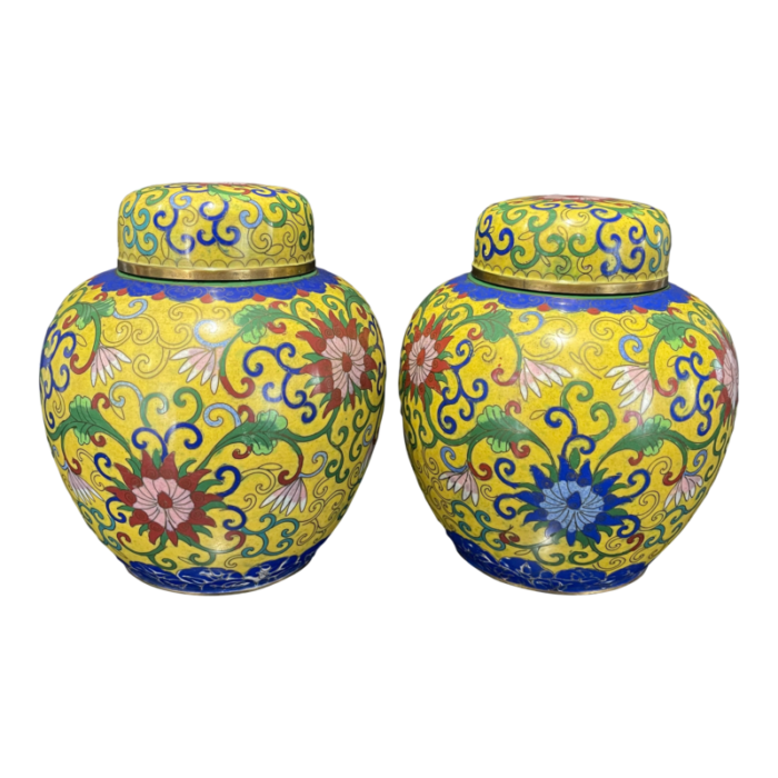 pair of 19th century antique chinese cloisonne jars 9568