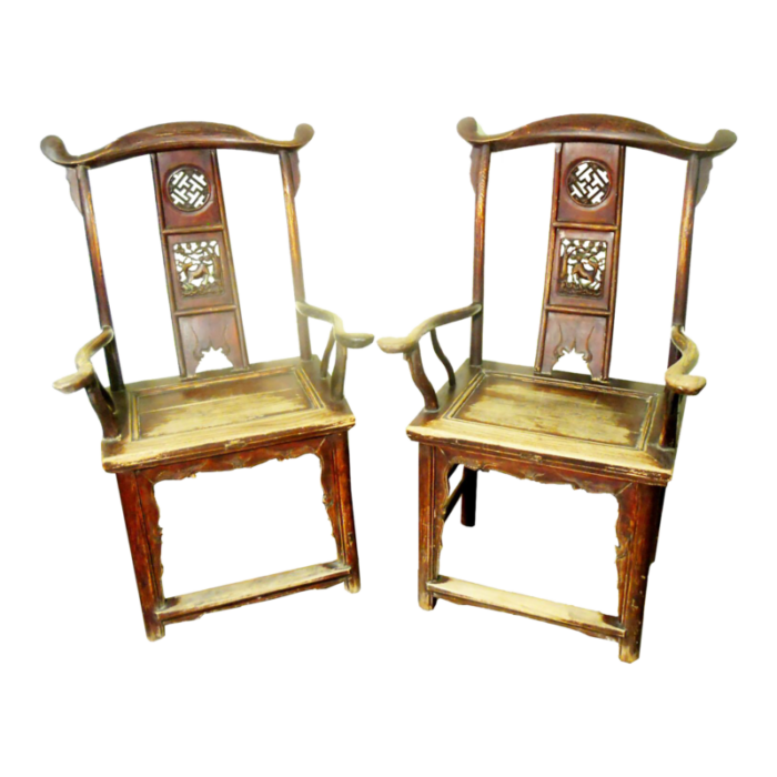 pair of antique chinese high back arm chairs circa 1800 1849 2179