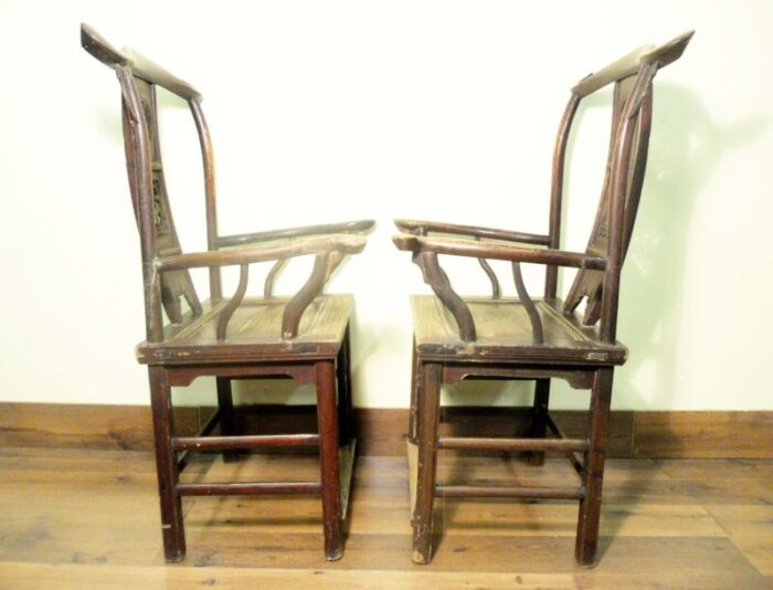 pair of antique chinese high back arm chairs circa 1800 1849 2387