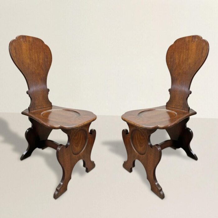 pair of early 19th century irish georgian hall chairs 6470