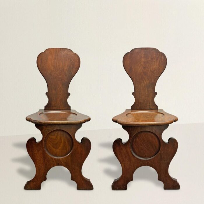 pair of early 19th century irish georgian hall chairs 8843