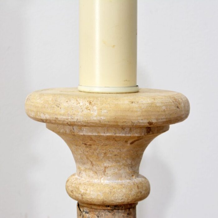 pair of florida mizner style marble and painted spiraling ivy garland column lamps original shades 6952