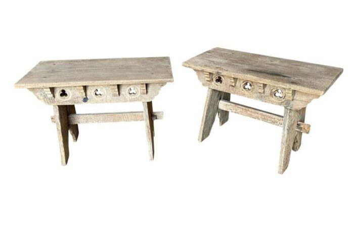 pair of french 19th century rustic low tables benches 8220