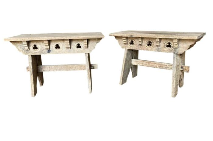 pair of french 19th century rustic low tables benches 8246