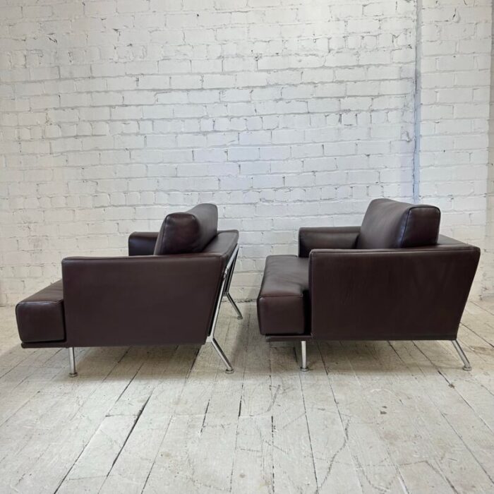 pair of leather italian modern cassina 253 nest lounge chairs by piero lissoni 2264