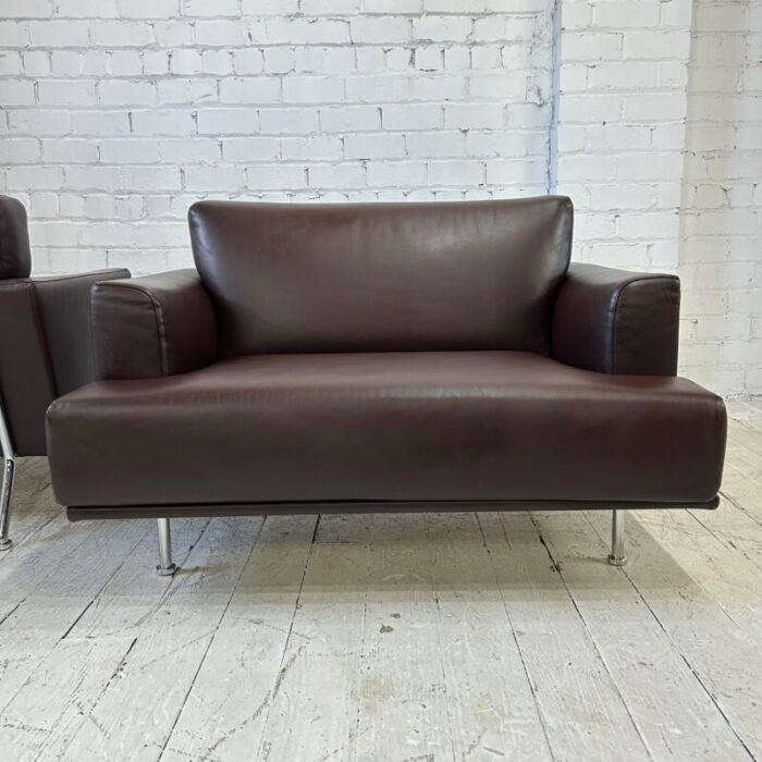 pair of leather italian modern cassina 253 nest lounge chairs by piero lissoni 5556