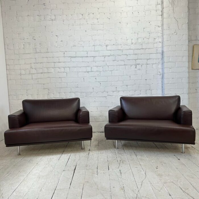 pair of leather italian modern cassina 253 nest lounge chairs by piero lissoni 6207