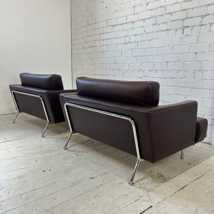 pair of leather italian modern cassina 253 nest lounge chairs by piero lissoni 8238