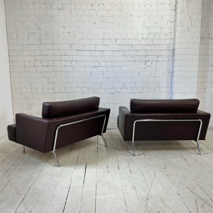 pair of leather italian modern cassina 253 nest lounge chairs by piero lissoni 8822