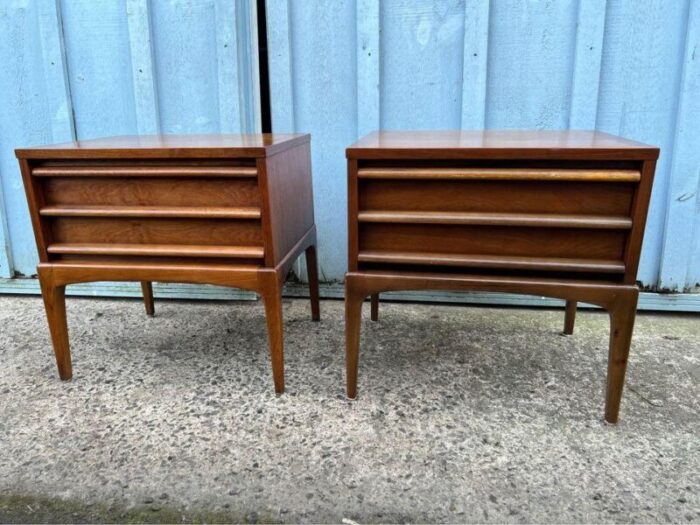 pair of mid century paul mc cobb style lane rhythm 2 drawer nightstands 6396