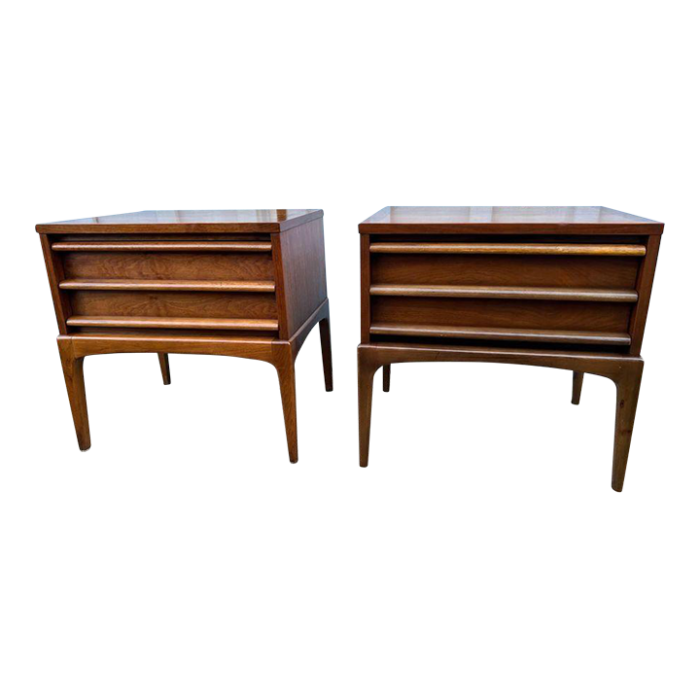 pair of mid century paul mc cobb style lane rhythm 2 drawer nightstands 6870