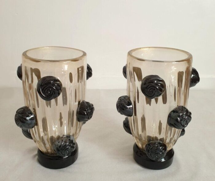 pair of murano glass vases signed costantini 1645