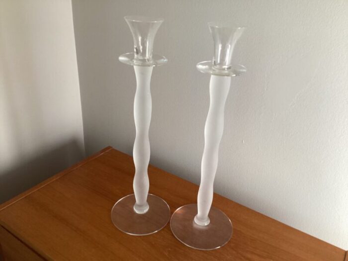 pair of orrefors crystal celeste candle holders 1913