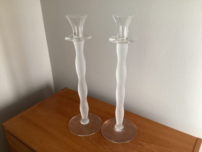 pair of orrefors crystal celeste candle holders 2504