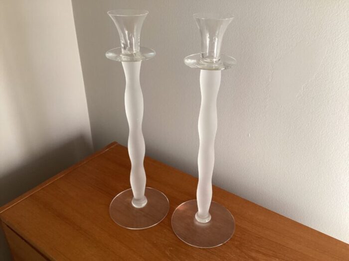 pair of orrefors crystal celeste candle holders 4370