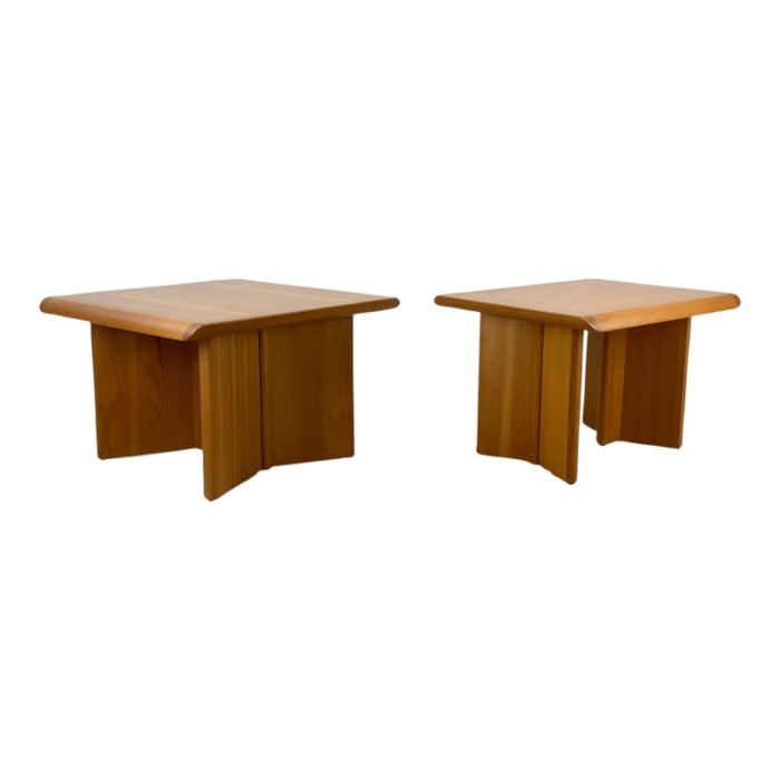 pair sculptural teak end tables by nordic furniture 9756