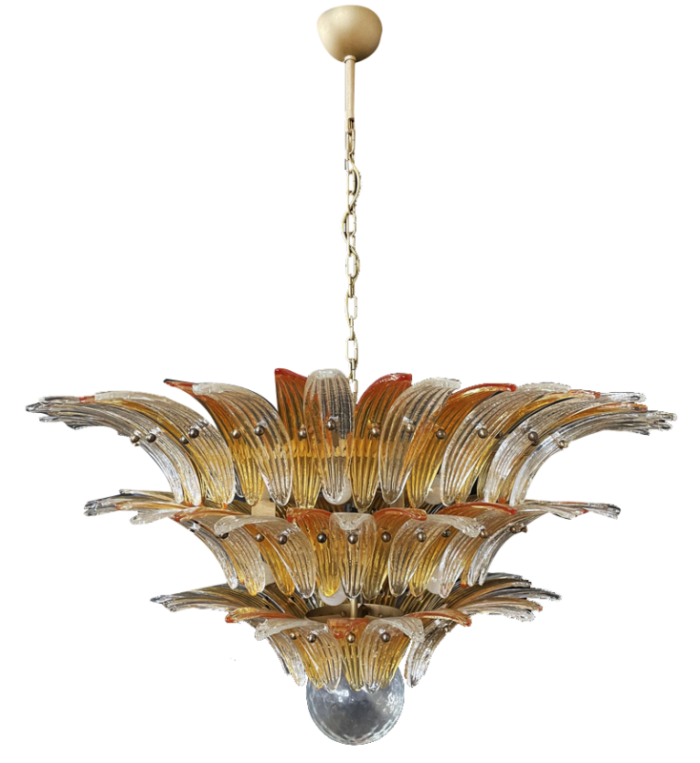 palmette ceiling light with clear and amber glasses 1990 9378