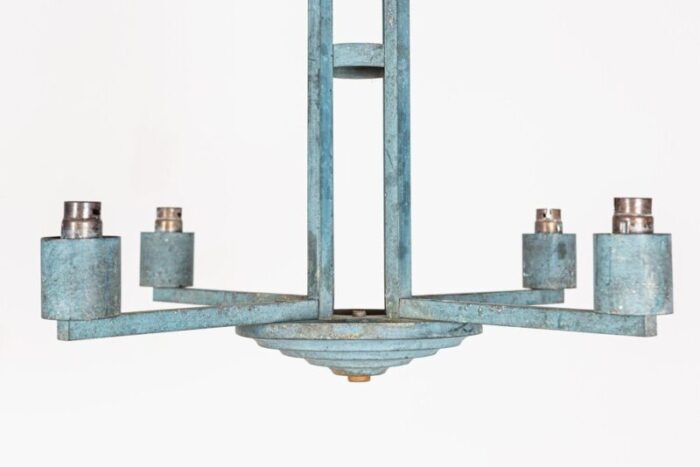 paris theatre verdigris 4 arm chandelier in brass 2