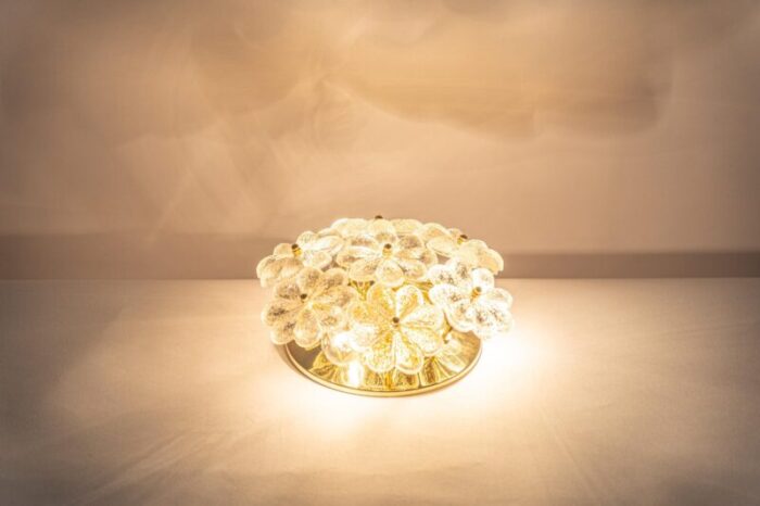 petite german glass flower wall light by ernst palme 1970s 10