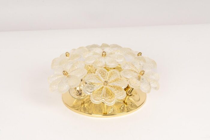 petite german glass flower wall light by ernst palme 1970s 2