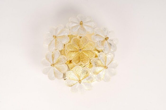 petite german glass flower wall light by ernst palme 1970s 4