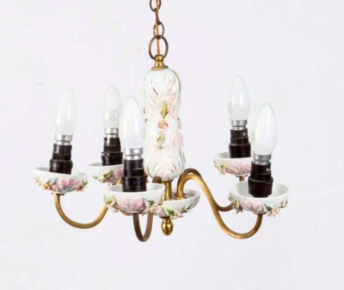 porcelain and brass 4 light chandelier 13