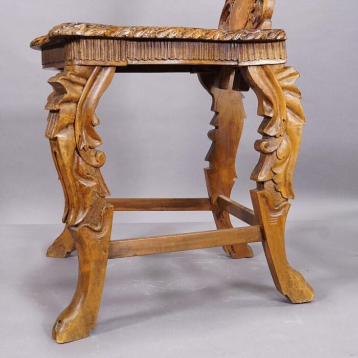 rare nutwood edelweis marquetry chair swiss brienz 1900 1994