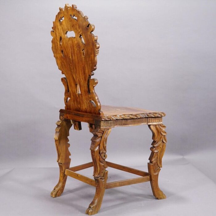 rare nutwood edelweis marquetry chair swiss brienz 1900 3485