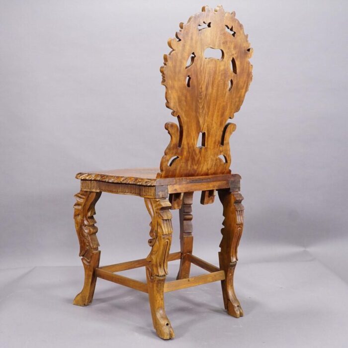 rare nutwood edelweis marquetry chair swiss brienz 1900 9730