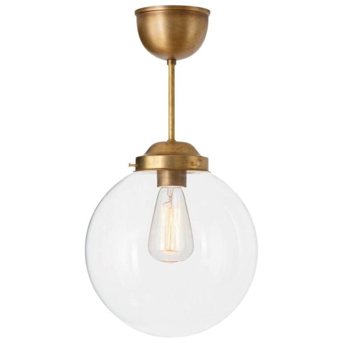 raw brass clear glass pendant globe ceiling lamp from konsthantverk 1