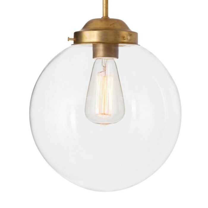 raw brass clear glass pendant globe ceiling lamp from konsthantverk 2