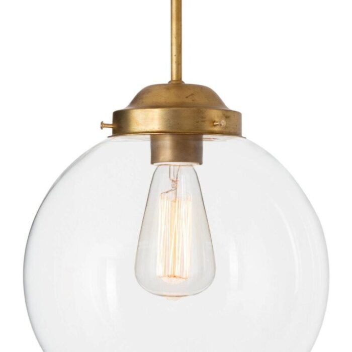 raw brass clear glass pendant globe ceiling lamp from konsthantverk 3