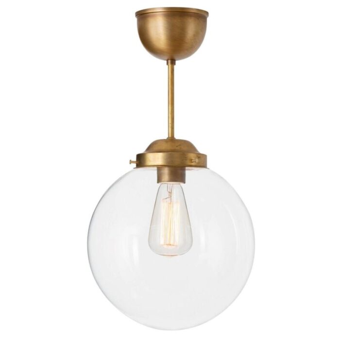 raw brass clear glass pendant globe ceiling lamp from konsthantverk 6