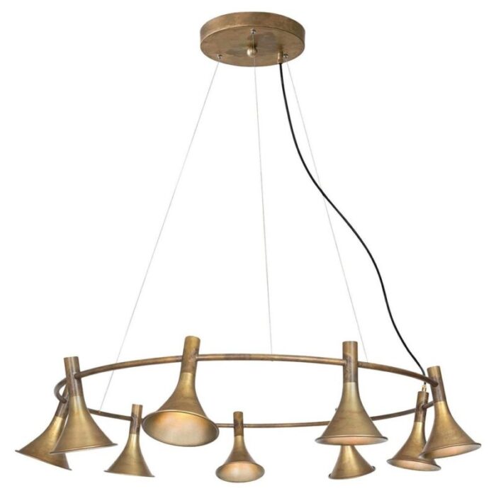 raw brass megafon 9 round ceiling lamp by jesper stahl for konsthantverk 1