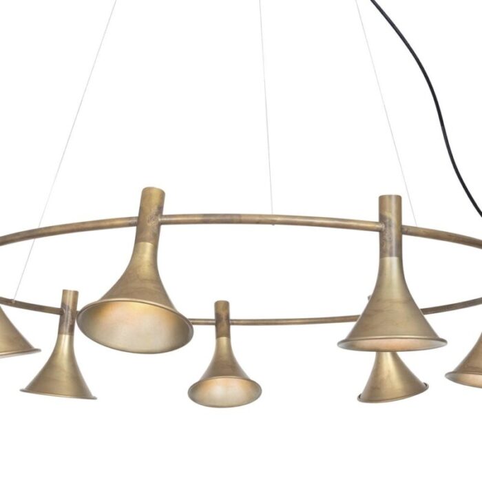 raw brass megafon 9 round ceiling lamp by jesper stahl for konsthantverk 4