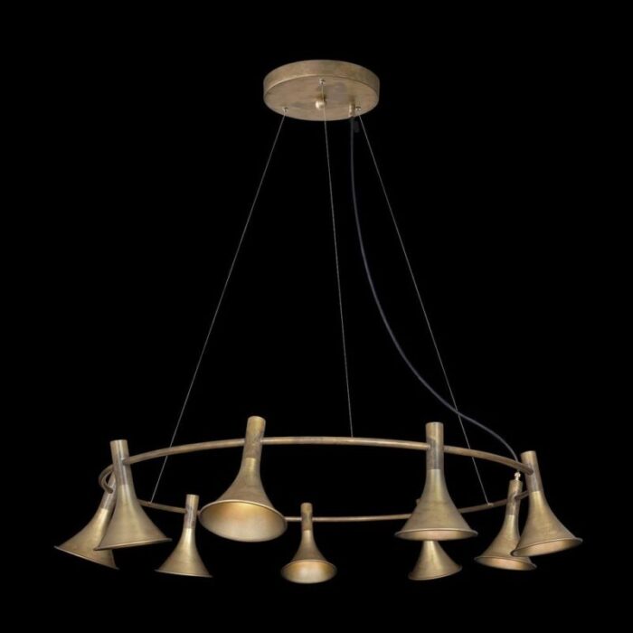 raw brass megafon 9 round ceiling lamp by jesper stahl for konsthantverk 6