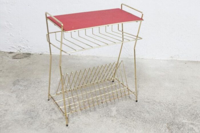 red vinyl and golden brass server 1960s 6162