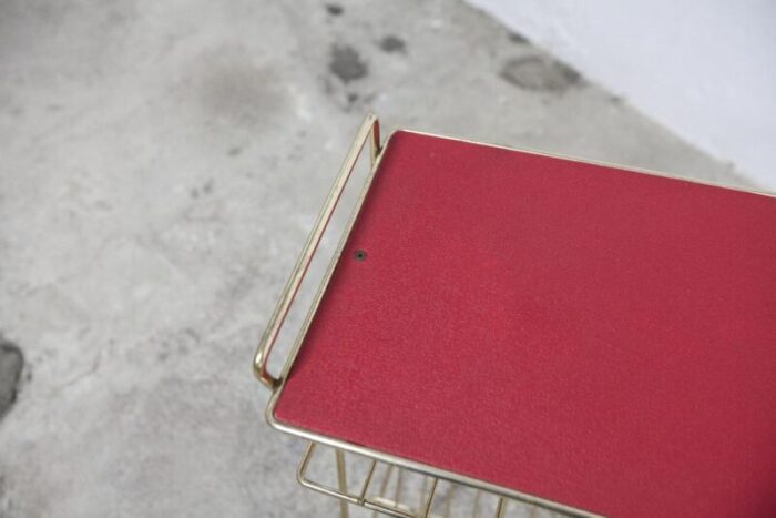 red vinyl and golden brass server 1960s 6754