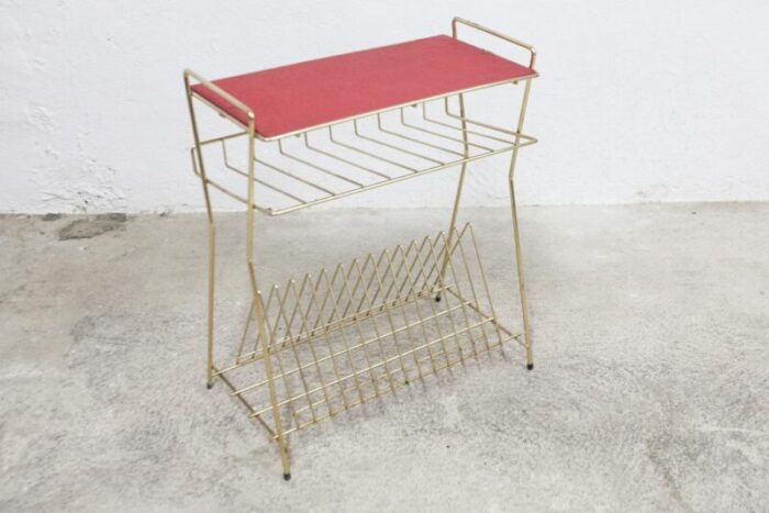 red vinyl and golden brass server 1960s 8492