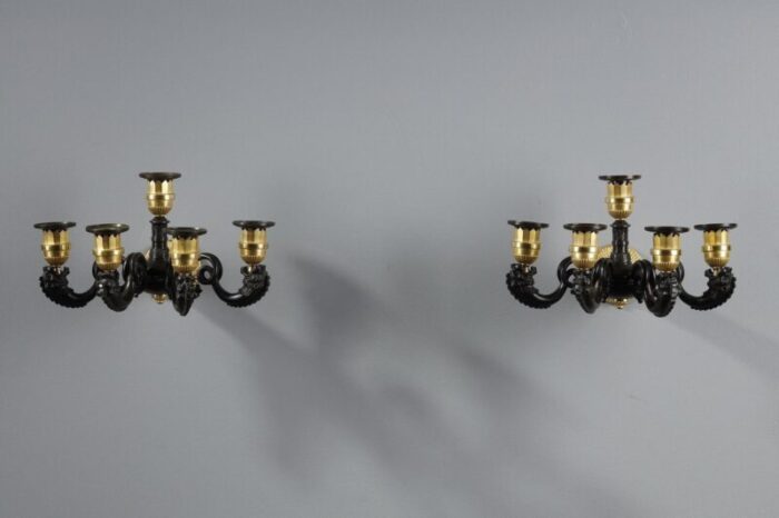 restoration period sconces in bronze set of 2 3